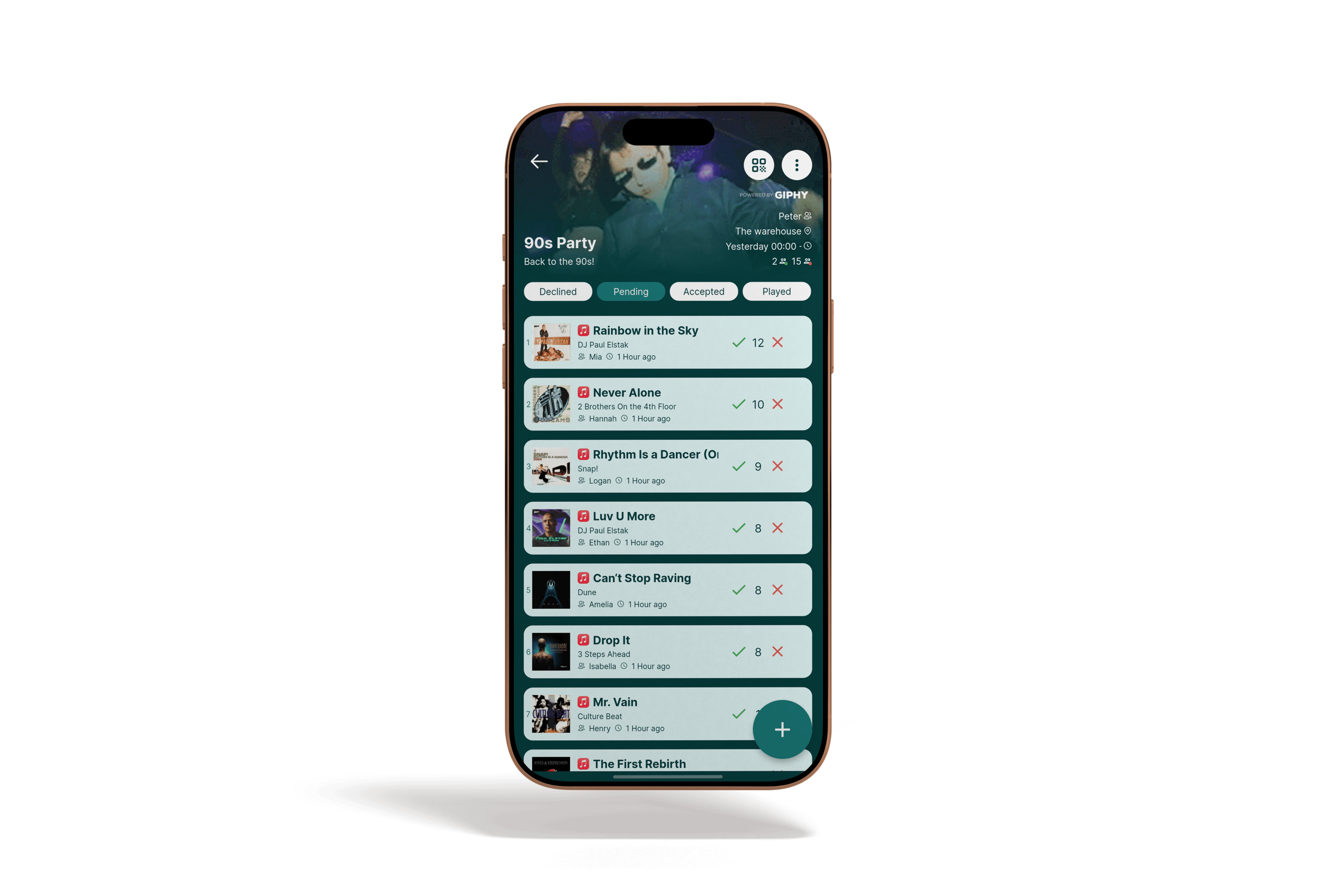 Rekwest app on iPhone