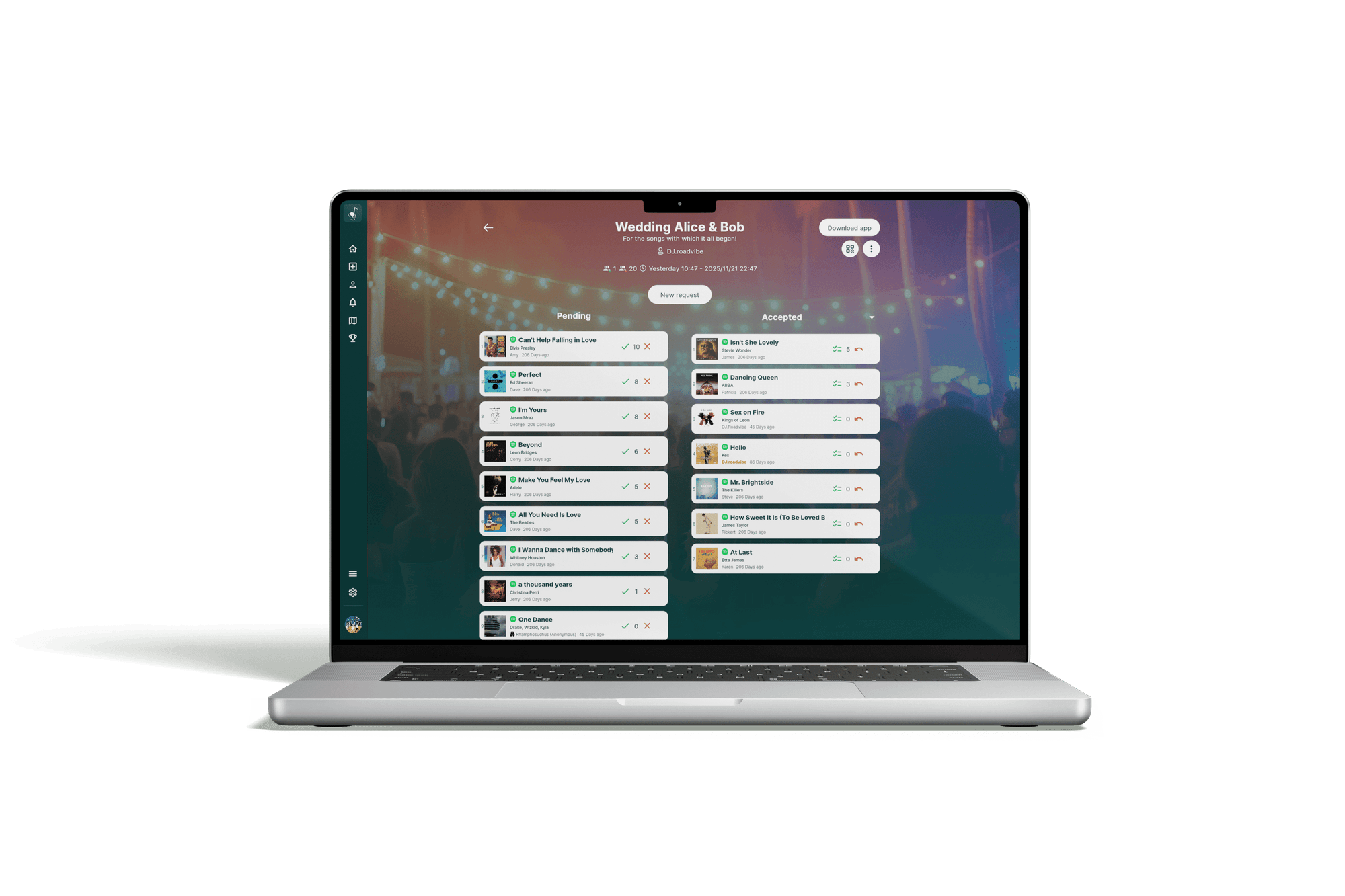 The Rekwest app shown on a MacBook