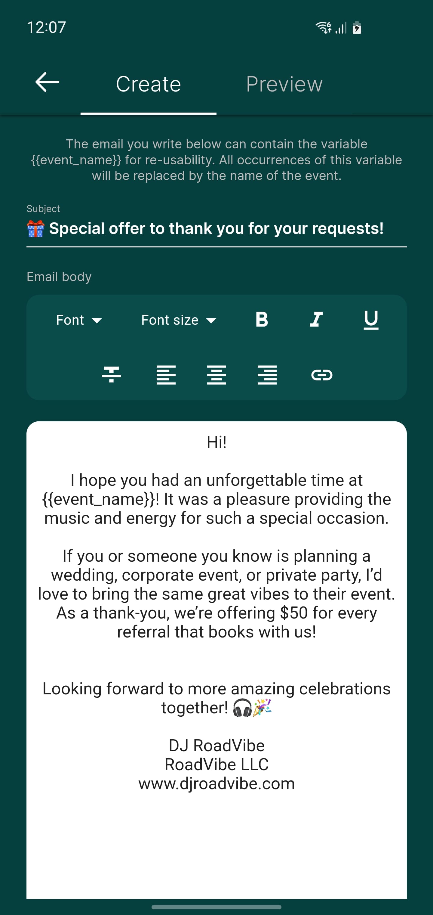 Email Marketing Feature Screenshot